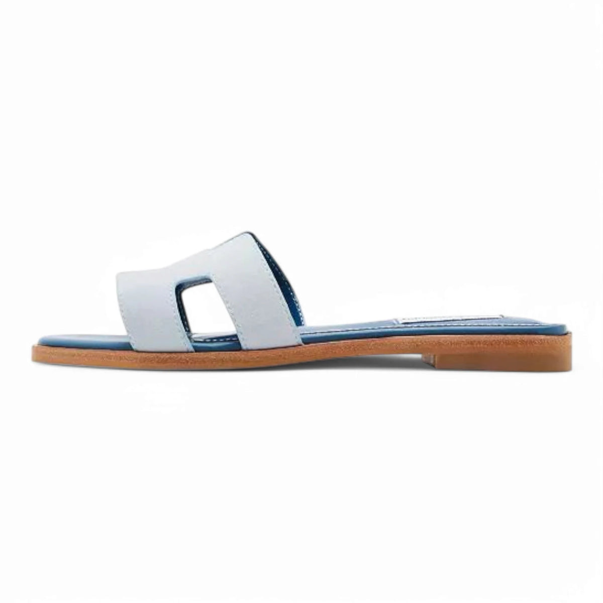 Light blue leather sandal Hadyn H Band Slide by Steve Madden for stylish comfort