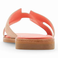 Peach-colored Steve Madden Hadyn H Band Slide sandal with brown sole