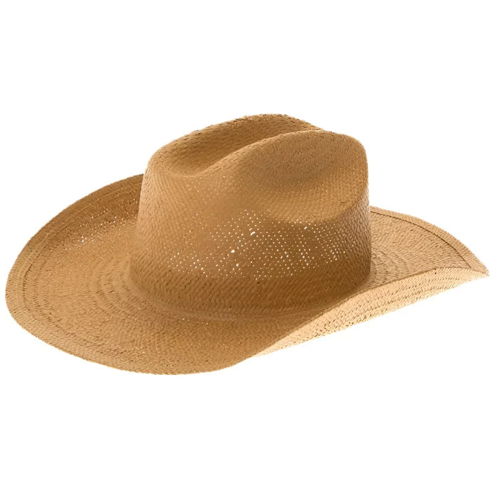 Tan straw cowboy hat showcasing Handmade Western Smooth Toyo design for stylish wear