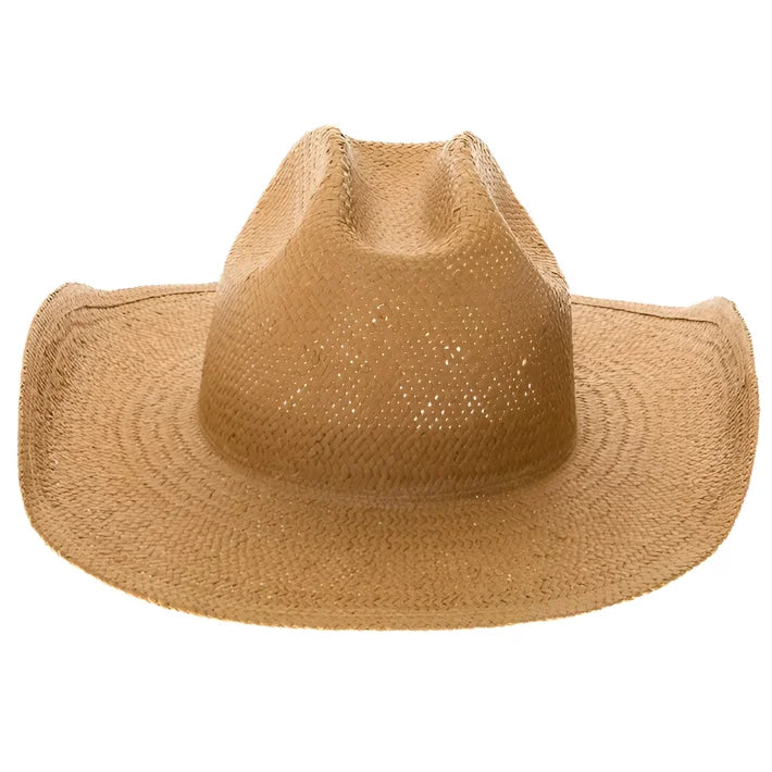Tan Woven Cowboy Hat from Handmade Western Smooth Toyo Straw Collection