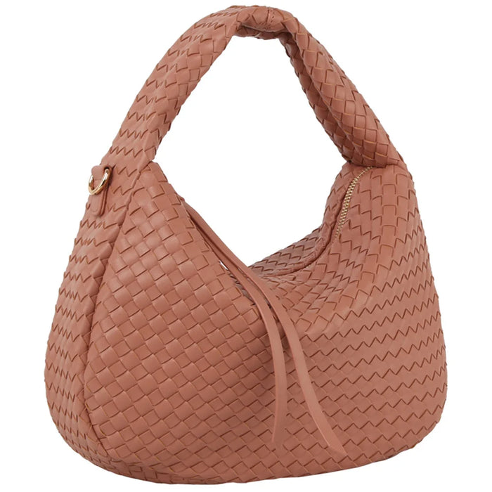 Hobo Woven Shoulder Bag - Almond - Shoulder Bags