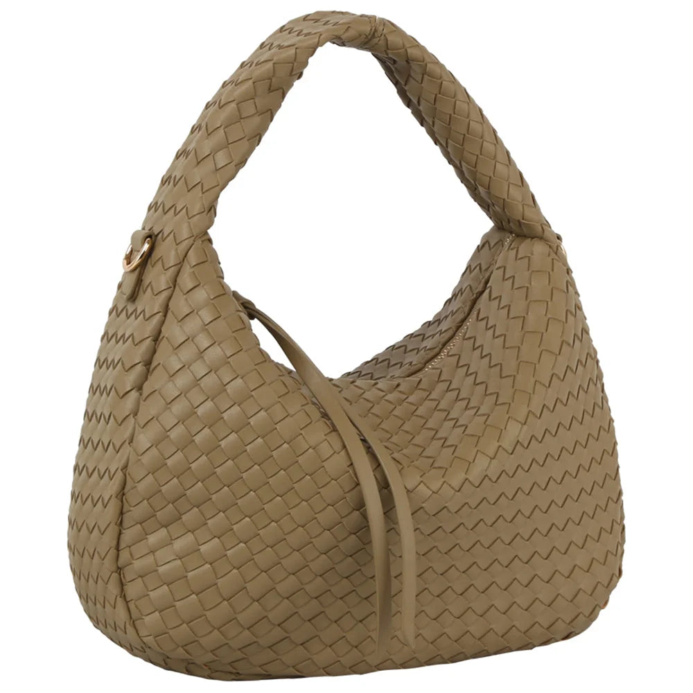 Hobo Woven Shoulder Bag - Sage - Shoulder Bags