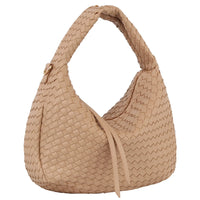 Hobo Woven Shoulder Bag - Stone - Shoulder Bags