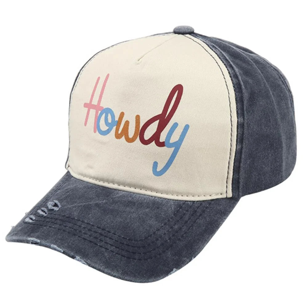Howdy Two Toned Trucker Hat Cap - Blue - BASEBALL CAPS