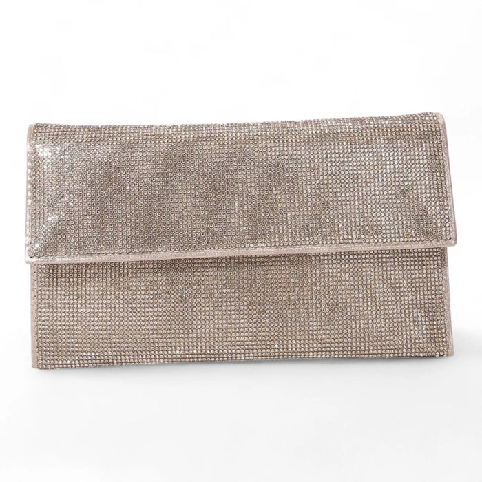 Katie Jeweled Rhinestone Clutch Bag - Gold - Shoulder Bags