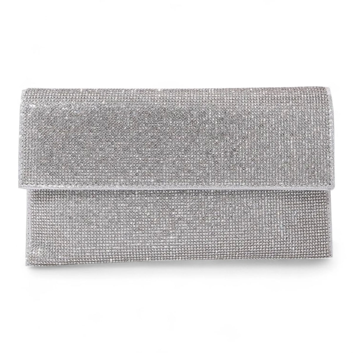 Katie Jeweled Rhinestone Clutch Bag - Silver - Shoulder Bags