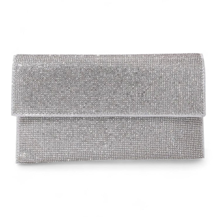 Katie Jeweled Rhinestone Clutch Bag - Silver - Shoulder Bags