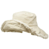 Off-white frayed-brim bucket hat, Keanu Twill Raw Edge design for stylish sun protection