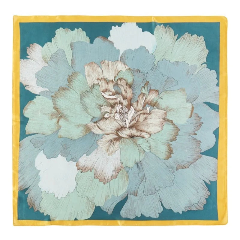 Large Blooming Flower Print Scarf - Teal - SCARVES