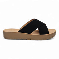 Black Lucy Platform Criss Cross Sandal with stylish criss cross design
