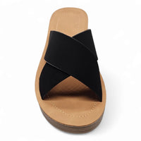 Black Lucy Platform Criss Cross Sandal showcasing stylish platform criss cross design