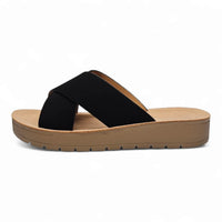 Black Lucy Platform Criss Cross Sandal showcasing stylish criss cross sandal design