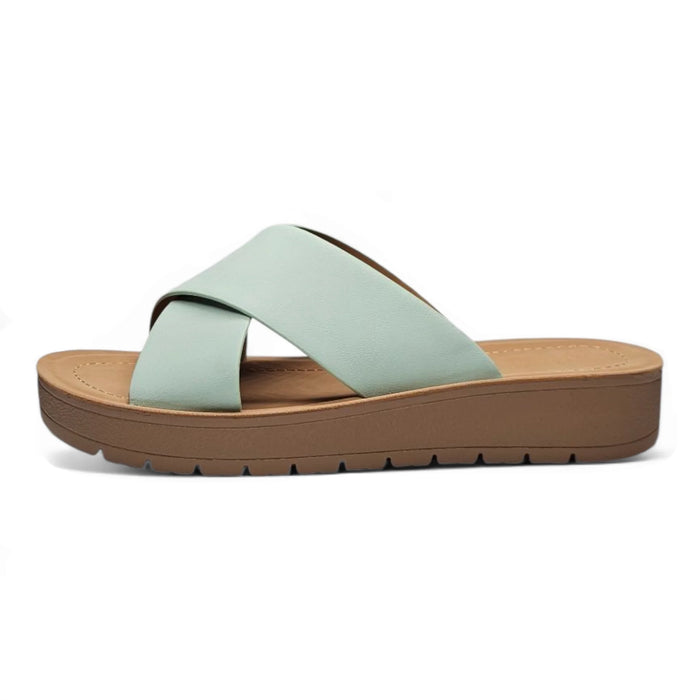 Mint green Lucy Platform Criss Cross Sandal with stylish criss cross design