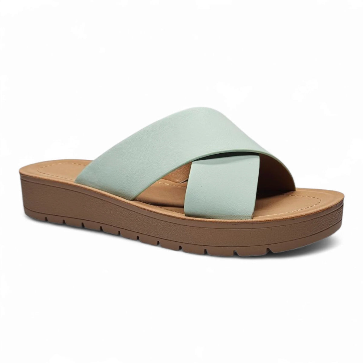 Mint green Lucy Platform Criss Cross Sandal with stylish criss cross strap design