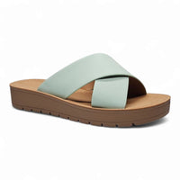 Mint green Lucy Platform Criss Cross Sandal with stylish criss cross strap design