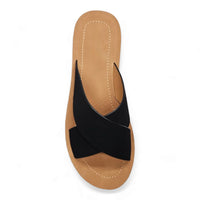 Tan Lucy Platform Criss Cross Sandal with black crisscross straps for stylish summer wear