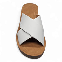 White Lucy Platform Criss Cross Sandal with stylish criss-cross straps