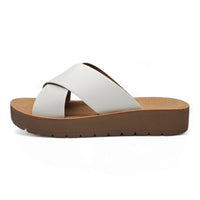 White Lucy Platform Criss Cross Sandal with a stylish criss cross design