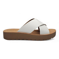 White leather Lucy Platform Criss Cross sandal with stylish criss cross design