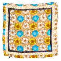 Floral patterned Multi Daisy Flower Print Scarf featuring yellow, blue, and white daisies