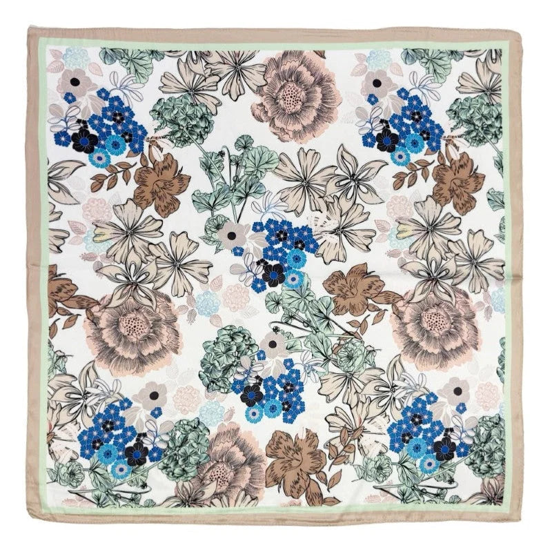 Multi Flower Pattern Square Bandana Scarf - SCARVES