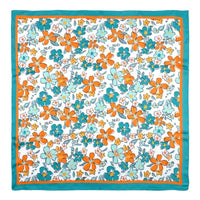 Multi Flower Print Bandana Scarf - Teal - SCARVES