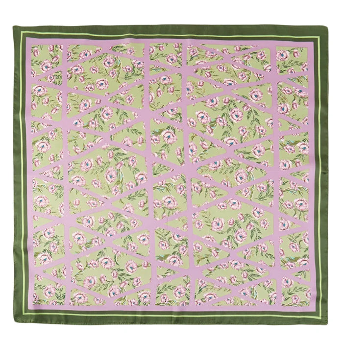 Multi Flower Print Scarf - Green - SCARVES