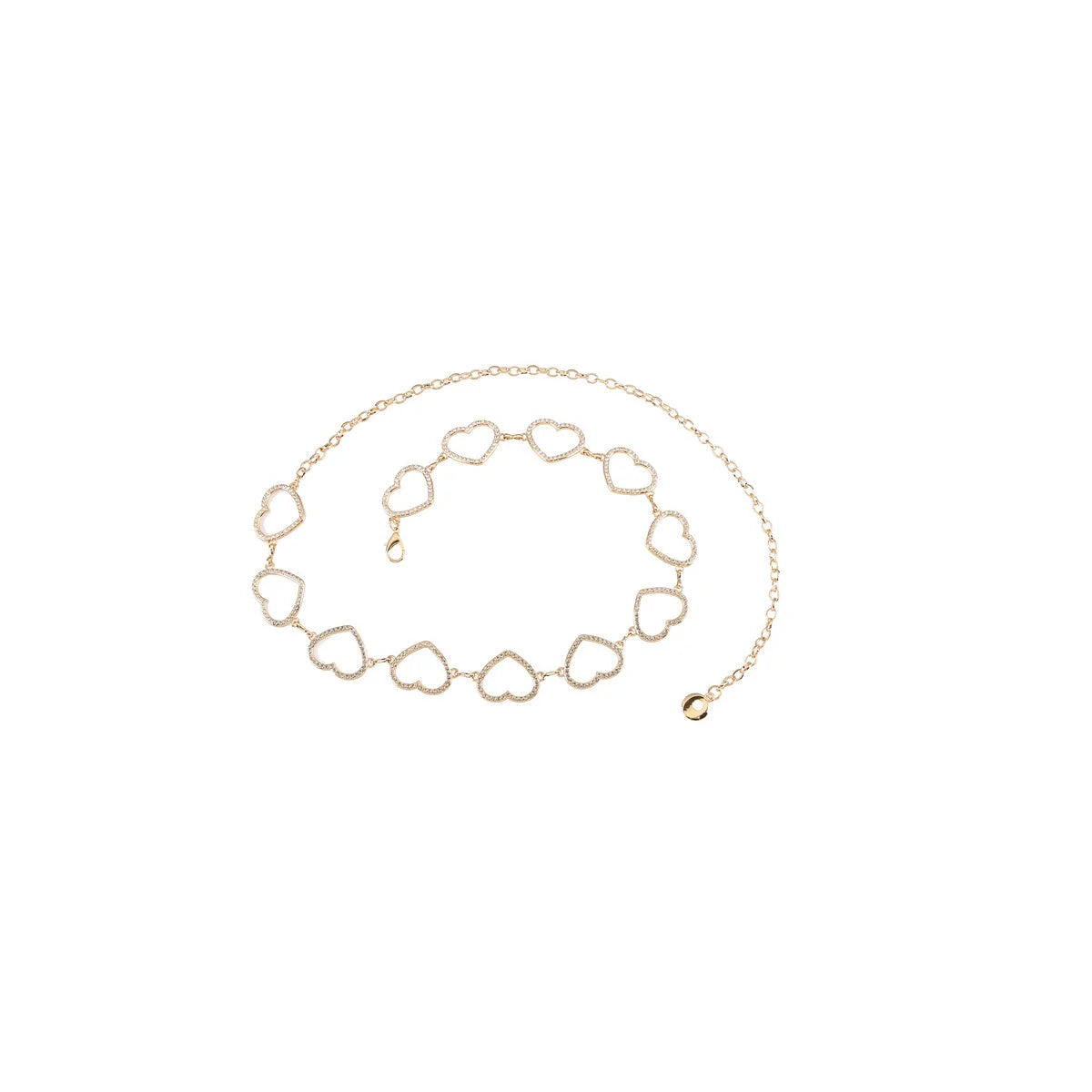 Delicate gold-toned multi heart cutout chain belt featuring heart-shaped links