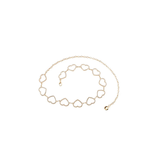 Delicate gold-toned multi heart cutout chain belt featuring heart-shaped links
