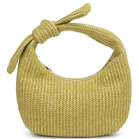 Woven design knot handle Penny Woven Design clutch bag in green