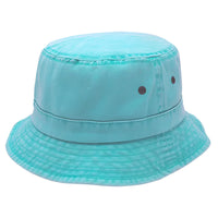 Pigment Dyed Twill Washed Bucket With a Roll Up Shape Hat - Aqua - BUCKET HAT