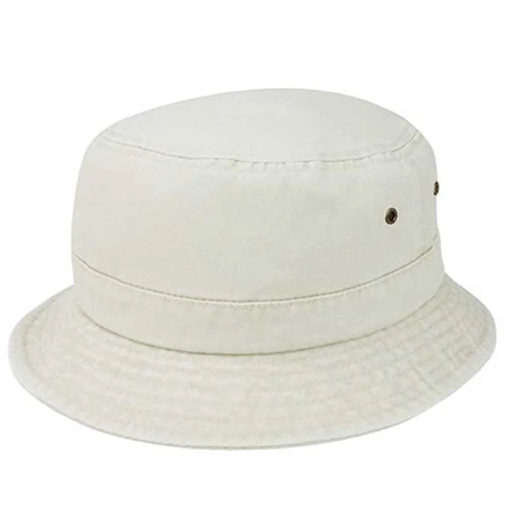 Pigment Dyed Twill Washed Bucket With a Roll Up Shape Hat - Beige - BUCKET HAT