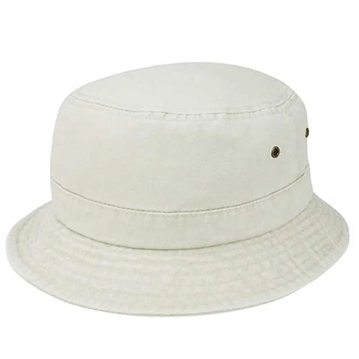 Pigment Dyed Twill Washed Bucket With a Roll Up Shape Hat - Beige - BUCKET HAT