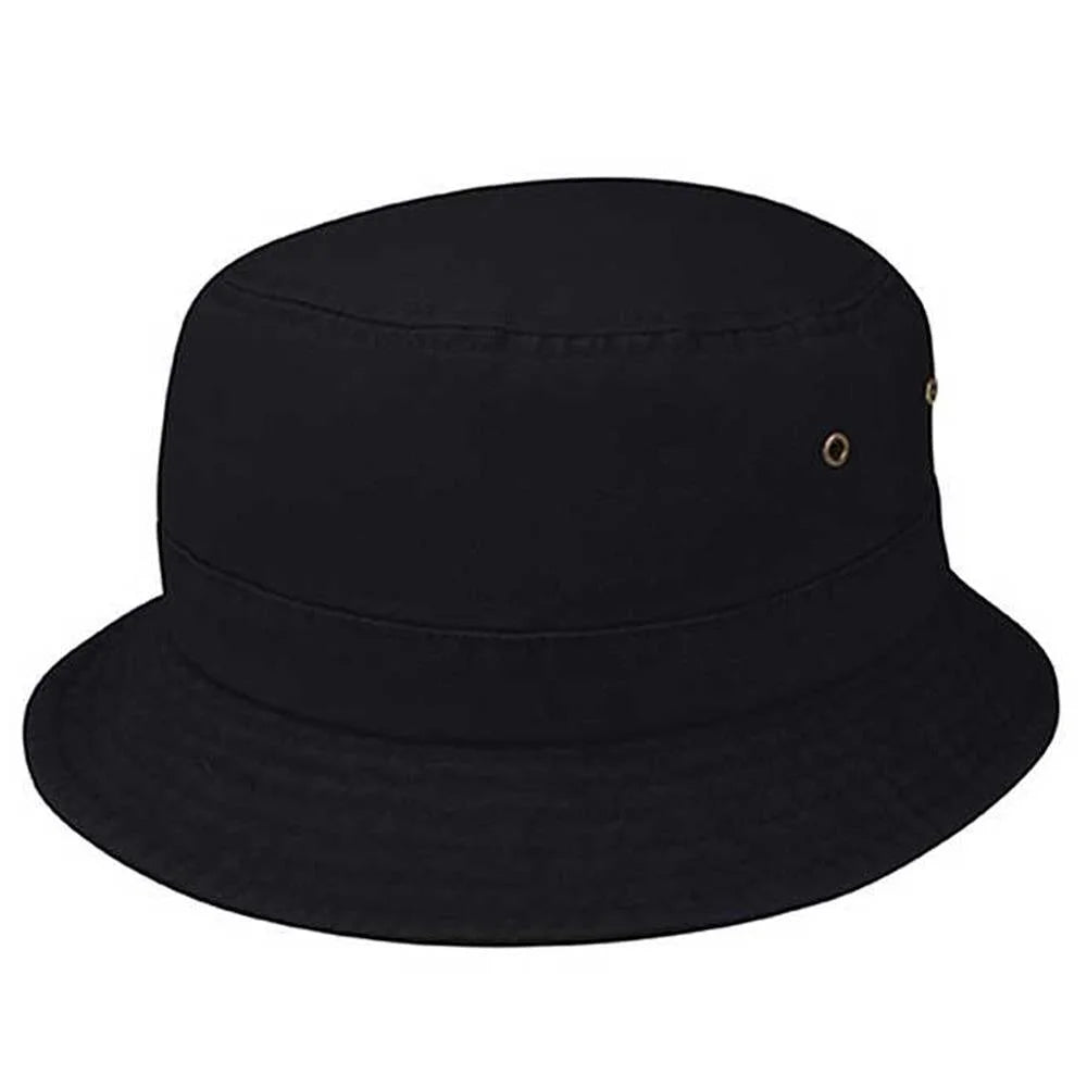 Pigment Dyed Twill Washed Bucket With a Roll Up Shape Hat - Black - BUCKET HAT