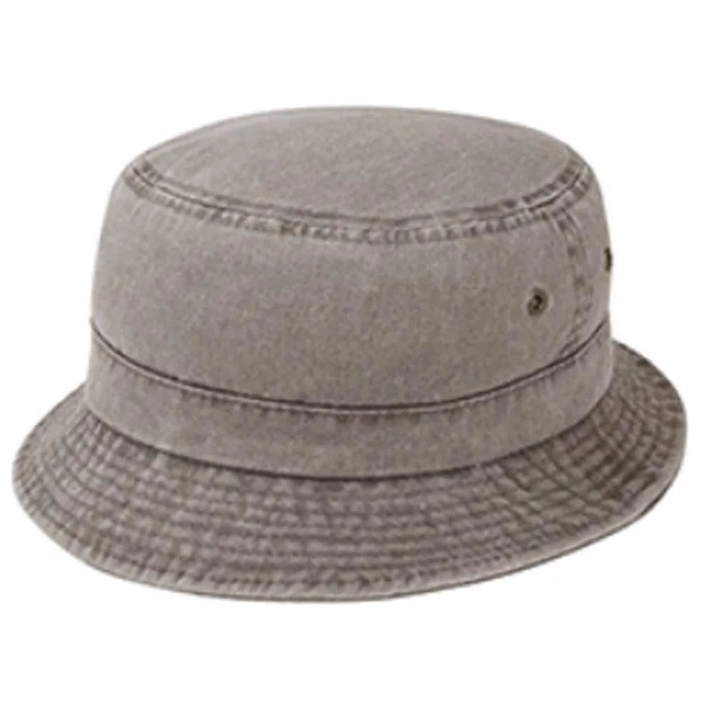 Pigment Dyed Twill Washed Bucket With a Roll Up Shape Hat - Chocolate - BUCKET HAT