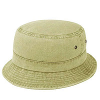 Pigment Dyed Twill Washed Bucket With a Roll Up Shape Hat - Khaki - BUCKET HAT