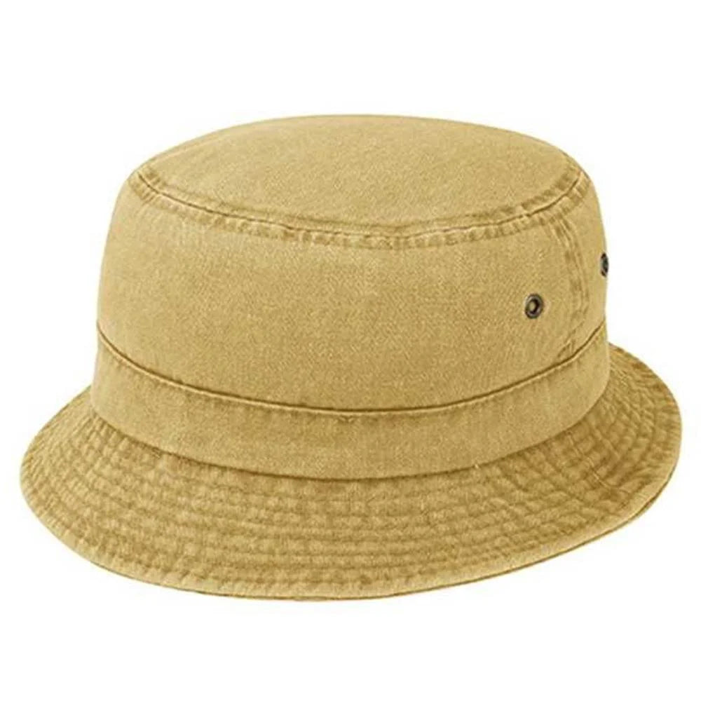 Pigment Dyed Twill Washed Bucket With a Roll Up Shape Hat - Mango - BUCKET HAT