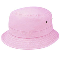 Pigment Dyed Twill Washed Bucket With a Roll Up Shape Hat - Pink - BUCKET HAT