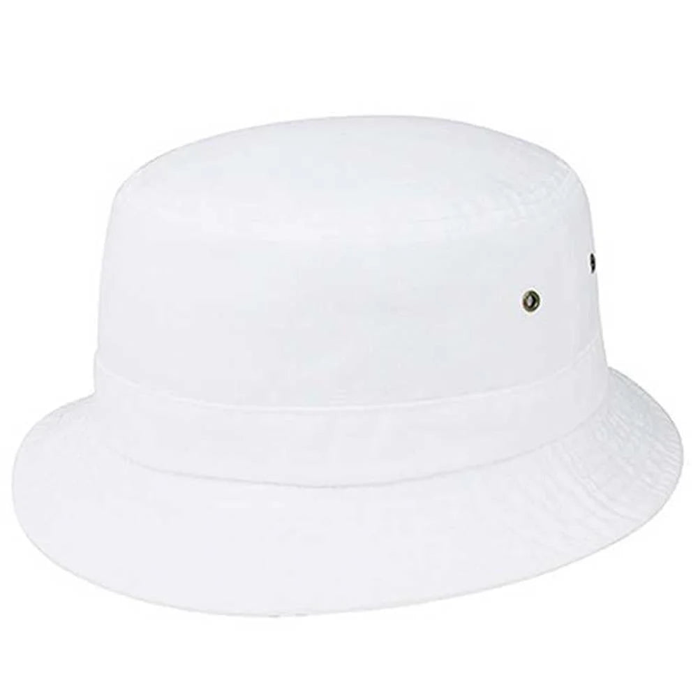 Pigment Dyed Twill Washed Bucket With a Roll Up Shape Hat - White - BUCKET HAT