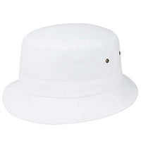 Pigment Dyed Twill Washed Bucket With a Roll Up Shape Hat - White - BUCKET HAT