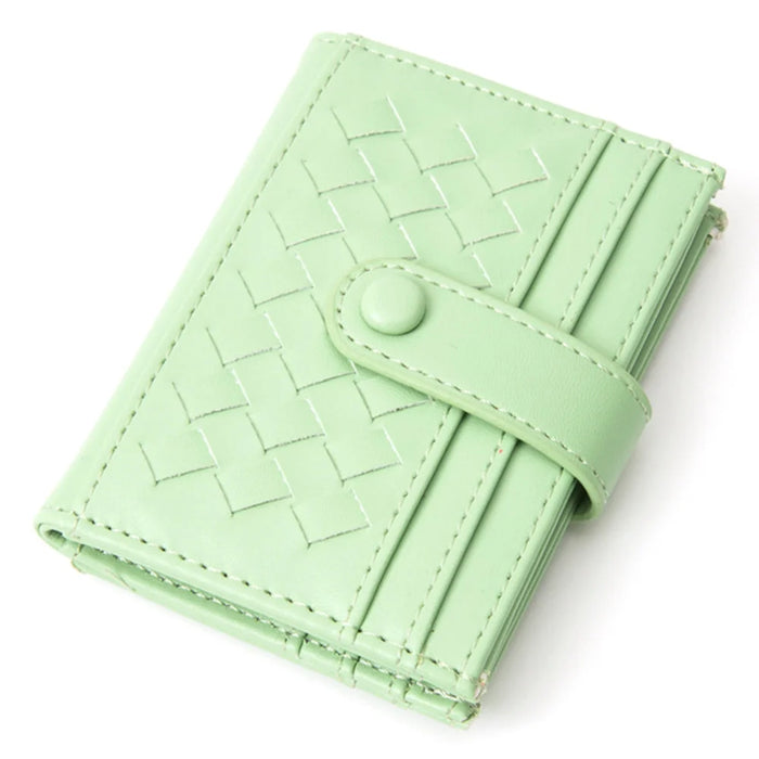 Mint green woven wallet with quilted weave pattern from Quilteds Weave Pattern Pocket Card Holder Wallet