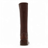Brown Leather Knee-High Boot with 3 inch shaft and stylish Leather Block Heel