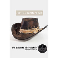 Rustic Feather Strap Western Cowboy Hat - FELT HAT