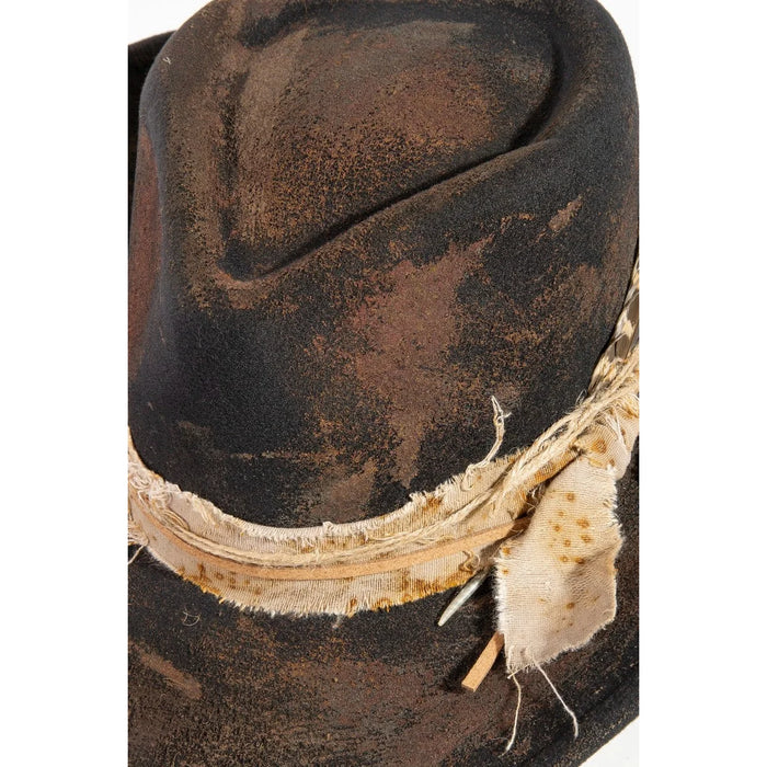 Rustic Feather Strap Western Cowboy Hat - FELT HAT