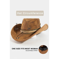 Rustic Safety Pin And Strap Western Cowboy Hat - FELT HAT