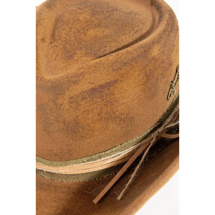 Rustic Safety Pin And Strap Western Cowboy Hat - FELT HAT