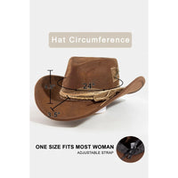 Safety Pin Rustic Strap Patched Western Cowboy Hat - FELT HAT