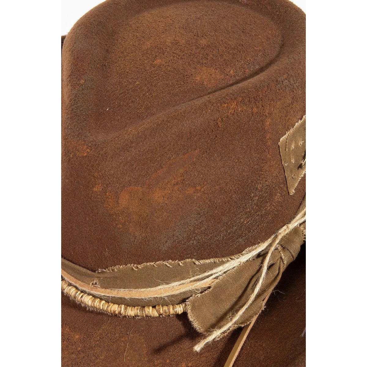Safety Pin Rustic Strap Patched Western Cowboy Hat - FELT HAT