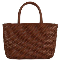 Smooth Woven Design Handle Tote Bag - Brown - Shoulder Bags
