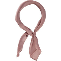 Mauve silk satin neckerchief tied in a knot, perfect for an indie scarf look